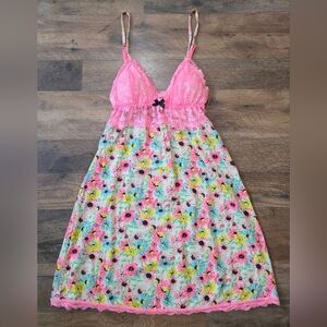 Victoria's Secret Women's Pink Lace Floral Spring Lingerie Slip Dress Size XS